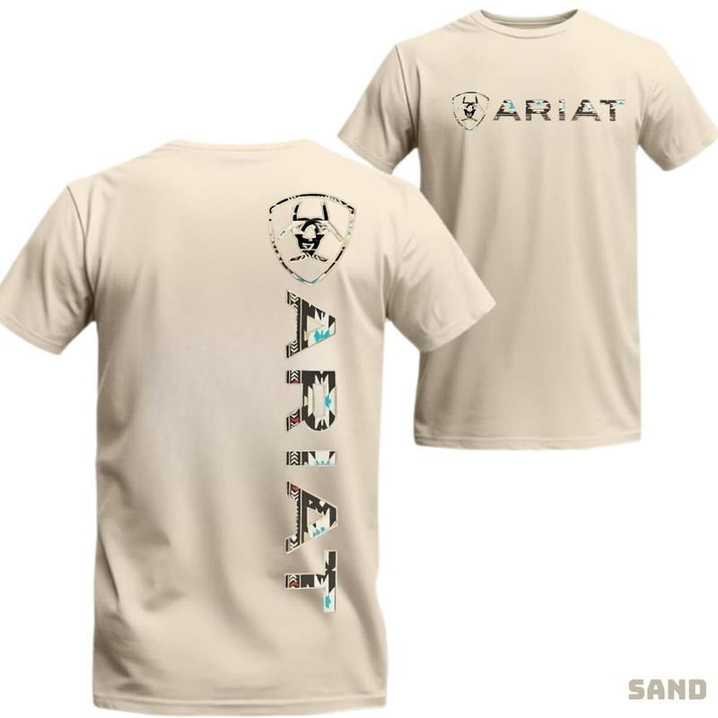 Ariat T-shirt - Unique Southwestern pattern design, blending modern cowboy style with a bold statement. Menswear Top Tshirt Crewneck