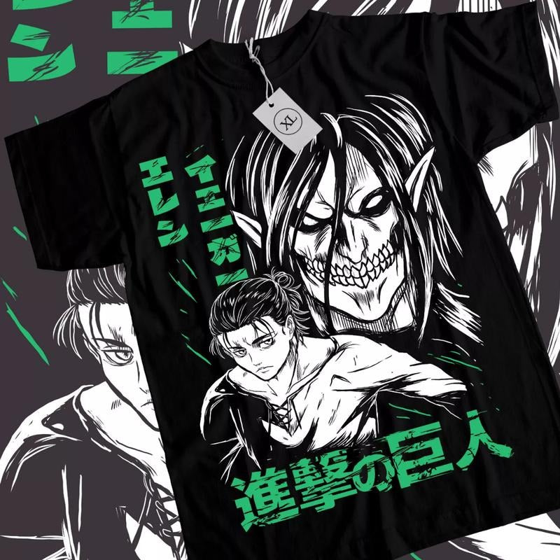 Attack On Titan Anime T-Shirt & Sweatshirt, Eren Yeager Shingeki No Kyojin Graphic Tee, Anime Manga Lover Gifts Ball Cotton