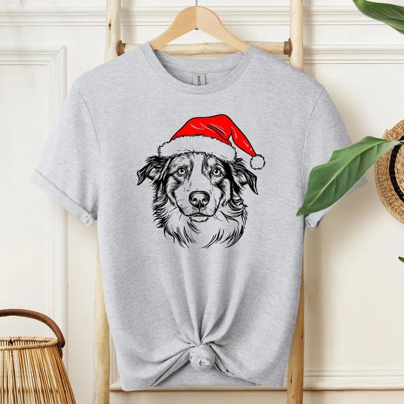 Australian Shepherd, Santa, Dog, Christmas, Dog Lover, Pet T-Shirt, Soft Style Tee, Women's Graphic Tshirt