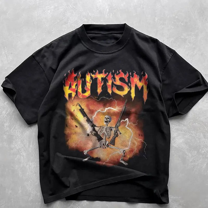 Autistic Funny Skeleton Shirt, Autism Edgy Skeleton Meme, Oddly Specific Shirt, Offensive Gifts shirts - Graphic Tee Men's Top casual crew neck t-shirt