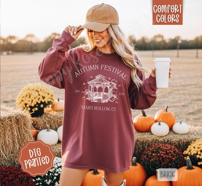 Autumn Festival Comfort Colors Long Sleeve T-Shirt, Cute Women's Fall Tee