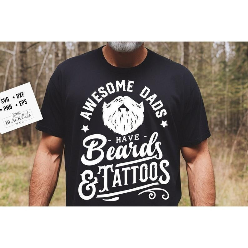 Awesome dads have beards and tattoos shirt, Father's Day shirt, Funny Dad shirt, Birthday Dad Hoodie, T-shirt and sweater