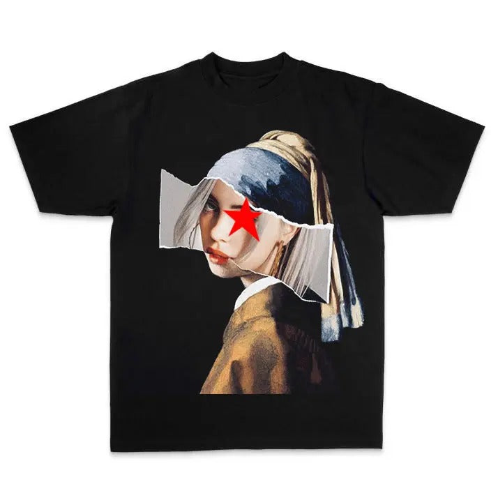 BBillieeee Eilishhh Photo "Girl with a Pearl Earring" Graphic T-Shirt, Rnb T-Shirt