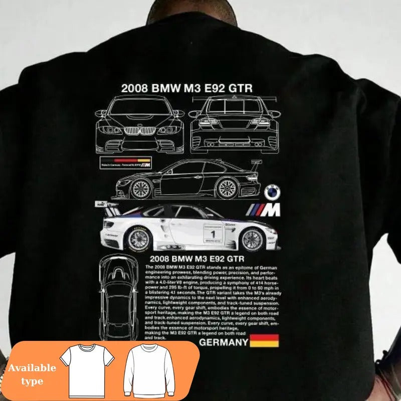 BMW M3 E92 GTR Shirt, Classic BMW Tee, BMW M3 GTR Shirt, Car shirt, BMW Merch, Car Lovers shirt