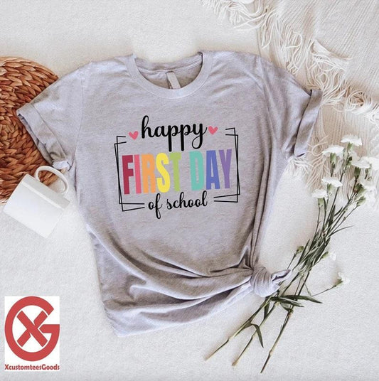 Back To School Happy First Day of School Teacher T Shirt Sweater Hoodie, Back to School Gift for Teacher,Hello School Tshirt,1st Day of School Gift,Welcome Back To School
