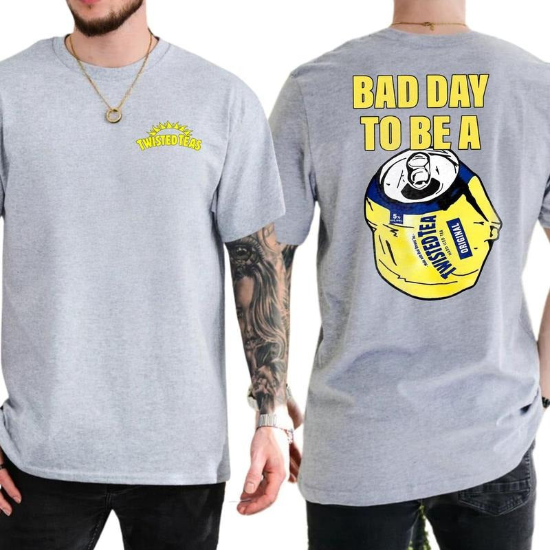 Bad Day To Be A Twisted Tea T-shirt 2-Sided, Men's Drink Shirt, Tea Drinking Tee, Funny Gift For Men, Classic Casual Menswear, Soft Cotton Top Round Neck Fabric