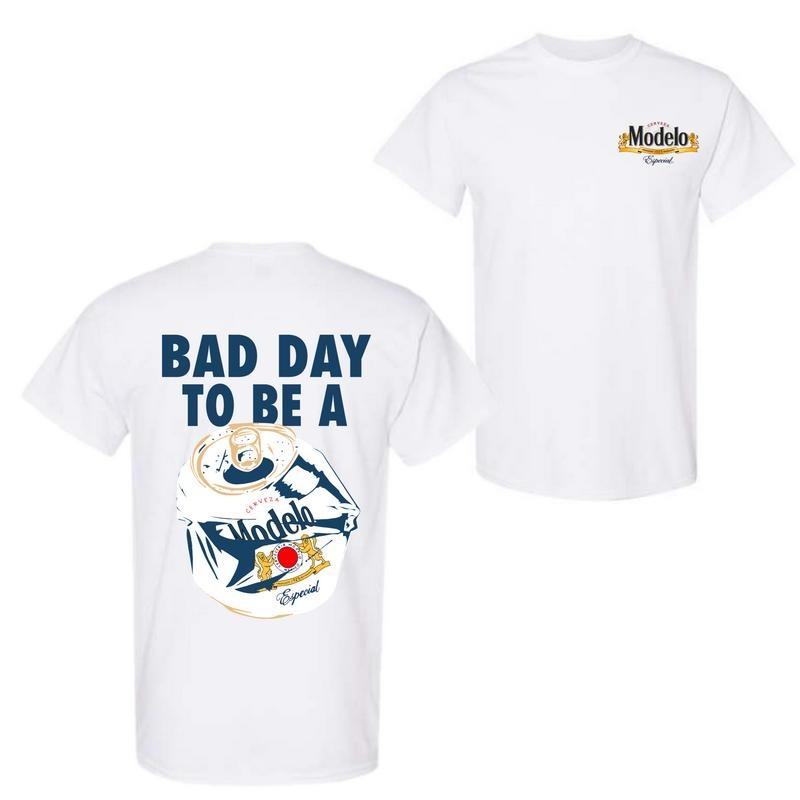 Bad Day to Be a Modelo Especial 2 Sided T-Shirt, Funny Beer Graphic Tee for Men and Women, Casual Streetwear Summer Top, Trendy T-Shirt