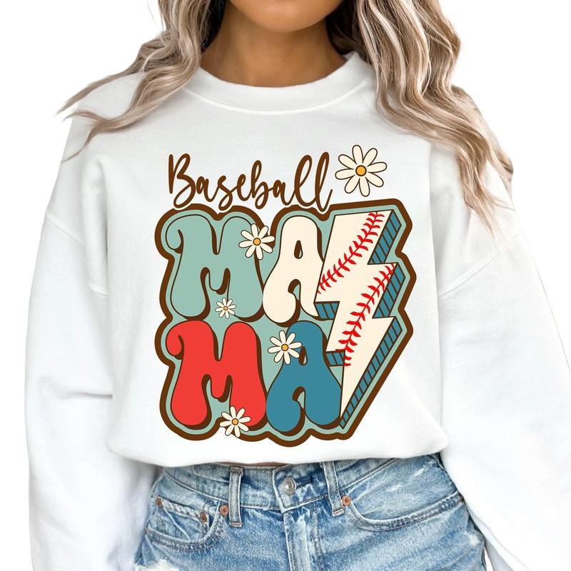 Baseball Mama Sweater, Baseball Sweater Gift For Mama, Retro Baseball Mom Shirt, Mother's Day Gift Sweater, Baseball Season, Unisex Sweatshirt, Long Sleeve Crewneck Tee, Mom Gifts Sweater, Gifts For Birthday