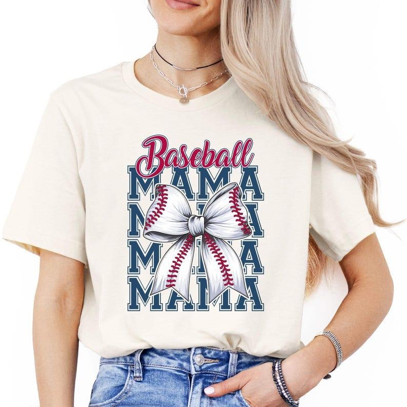 Baseball Mama TShirt, Cute Baseball T-Shirt for Moms, Trendy Baseball Coquette Tee, Soft & Comfortable Style