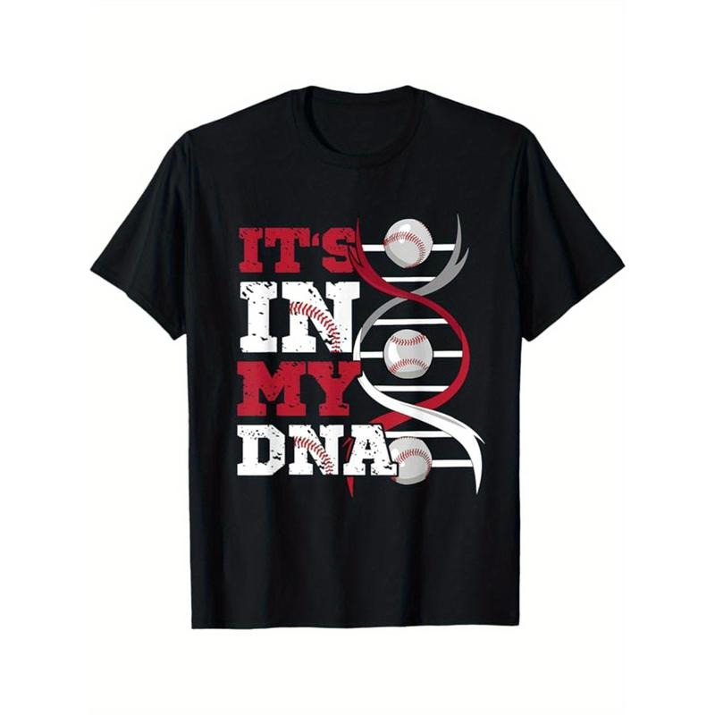 Baseball Printed, Men's Cotton Graphic T-shirt, Casual Short Sleeve Crew Neck Gamer T-shirt, Men's Tee For Outdoor made in usastyle{n002}6