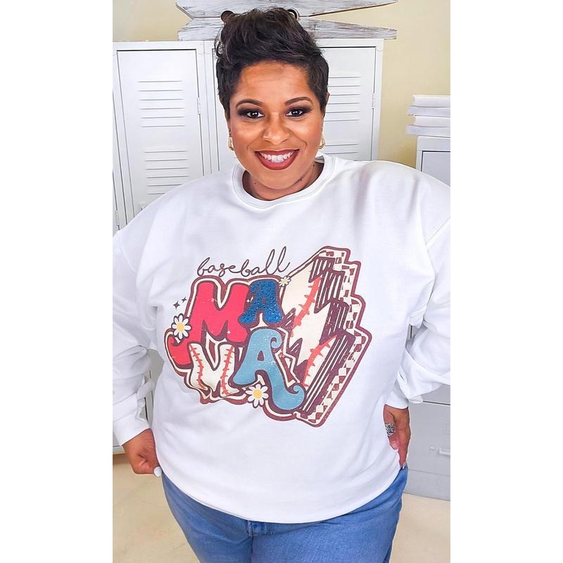 Baseball Sports Mama Graphic Sweatshirt