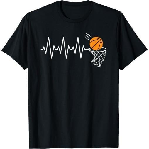 Basketball Heartbeat Basketball Lover T-Shirt Made in USA