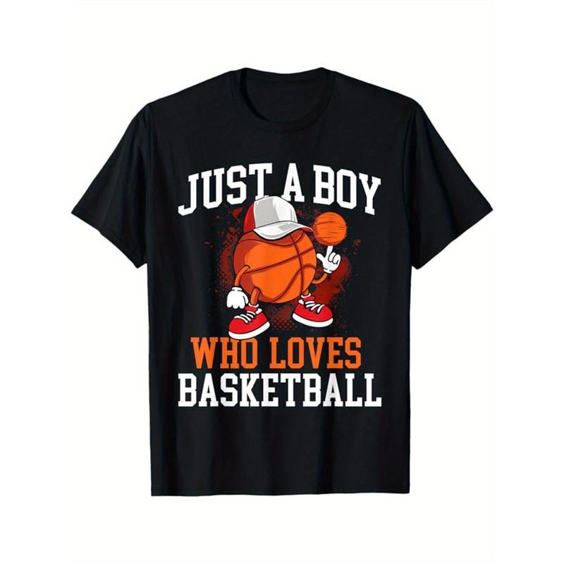 Basketball Printed, Men's Cotton T-shirt, Casual Short Sleeve Round Neck Tee, Soft Comfortable Basketball Players Top, Sports Lover T-Shirt made in usastyle{n002}20