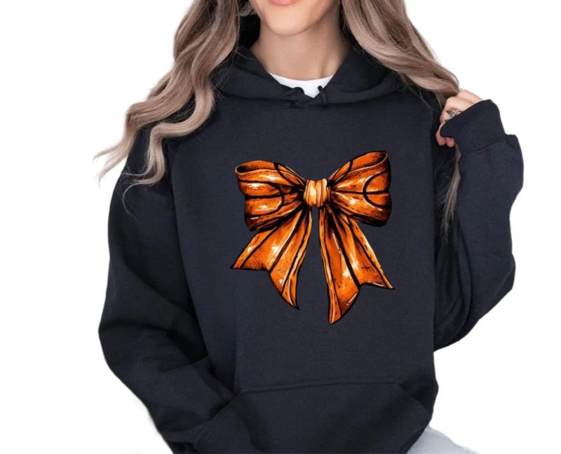 Basketball Shirt, Coquette Basketball Sweatshirt, Basketball Bow Shirt, Basketball Mom Shirt, Game Day Shirt, Fall Basketball Gift, Unisex Crewneck Pullover Tee, Crewneck Top