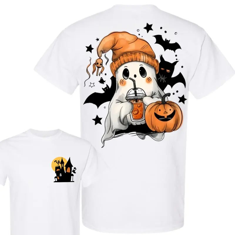 Bat Ghost Shirt Crew Full Sizes- Full Colors For Men and - Women Double Sided Graphic Printed Unisex Classic T-Shirts