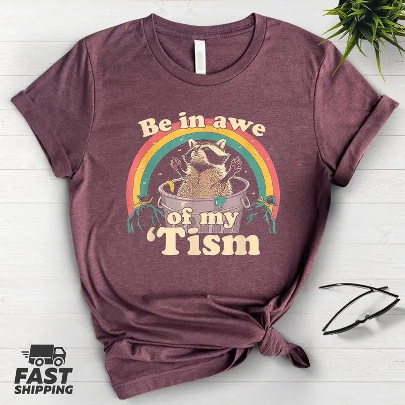 Be In Awe Of My 'Tism Funny T-Shirt, Autism Funny Be In Awe Of My 'Tism Meme Autistic Opossum Sweatshirt, Funny Meme Hoodie