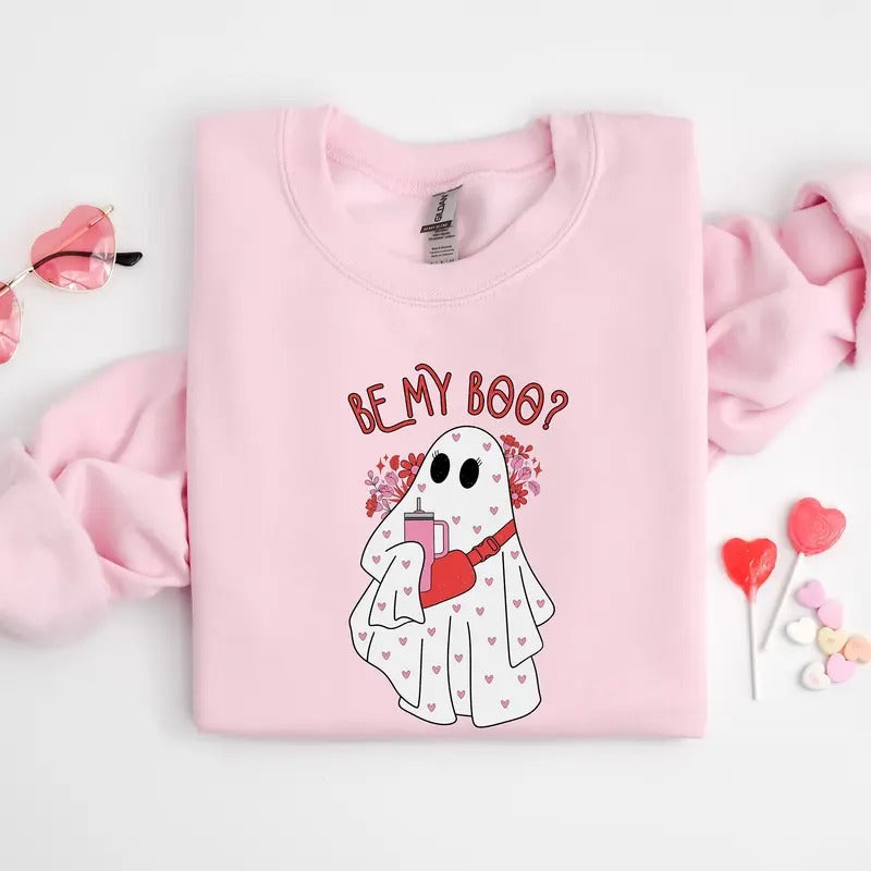 Be My Boo Sweatshirt, Ghost Sweater, Valentines Day Shirt, XOXO Sweatshirt, Women Valentines Day Sweatshirt, Heart Sweatshirt, Love Ghost