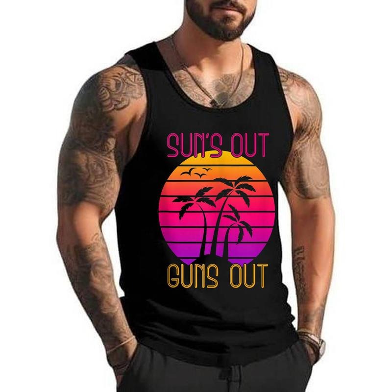 Beach 1980s Fashion 80s Vintage Retro Unisex Tank Top, Cotton, Size S-3XL