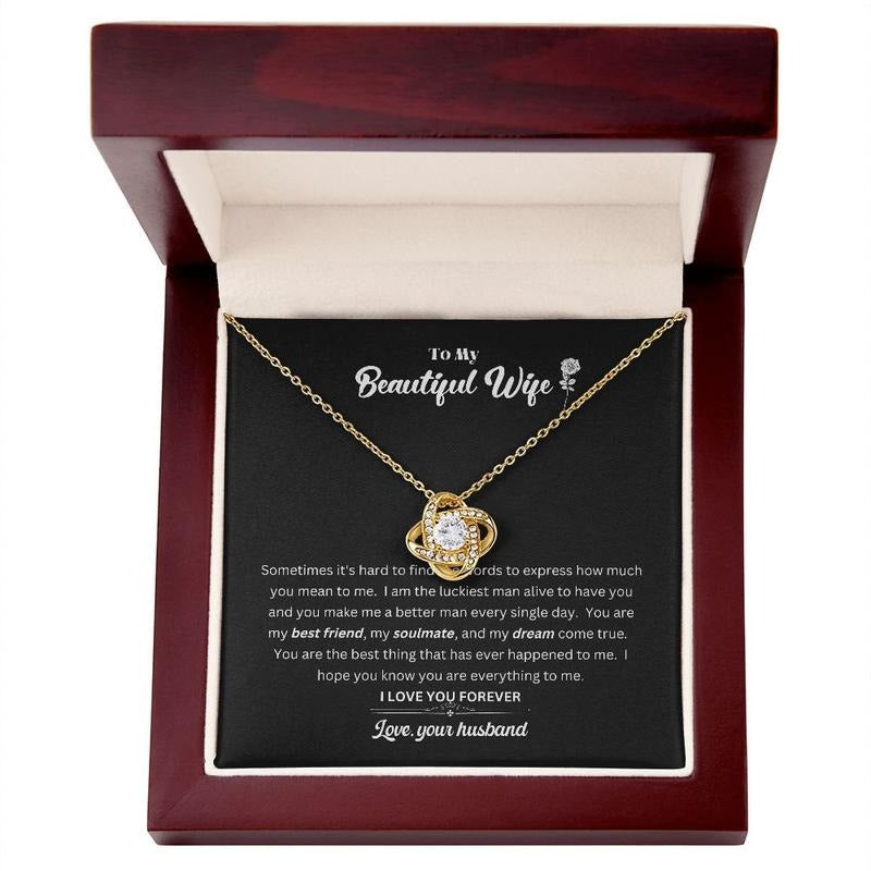 Beautiful I Love You Forever Necklace for Wife - Anniversary, Mother's Day, and Birthday Jewelry Gift, Sentimental Love Necklace with Message Card, Special Gift for Her in Elegant Gift Box, Perfect Valentine's Day Present