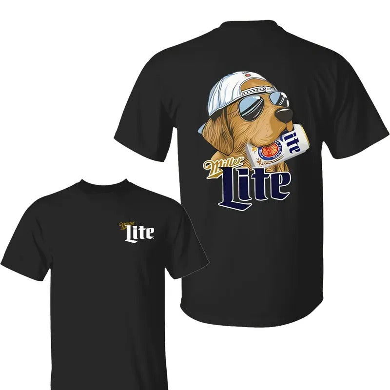 Beer Hunting Dog Shirt , Hunting Shirt, Unisex Classic Cotton Tee With 2 Side Graphic Print in All Size, For Men, For Women