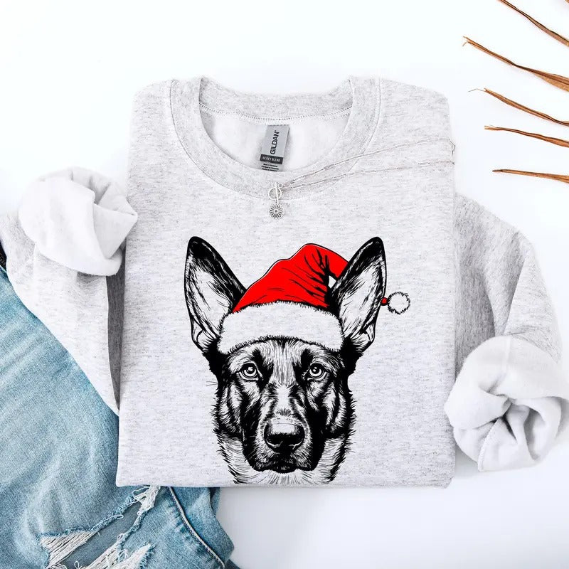 Belgian Malinois, Santa, Dog, Christmas, Dog Lover, Pet Sweatshirt, Crew Neck, Women's, Crewneck