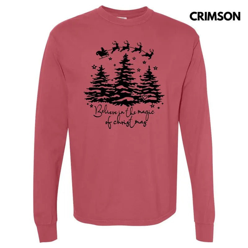 Believe in Christmas Magic Long Sleeve Comfort Colors T-Shirt 'NLB'