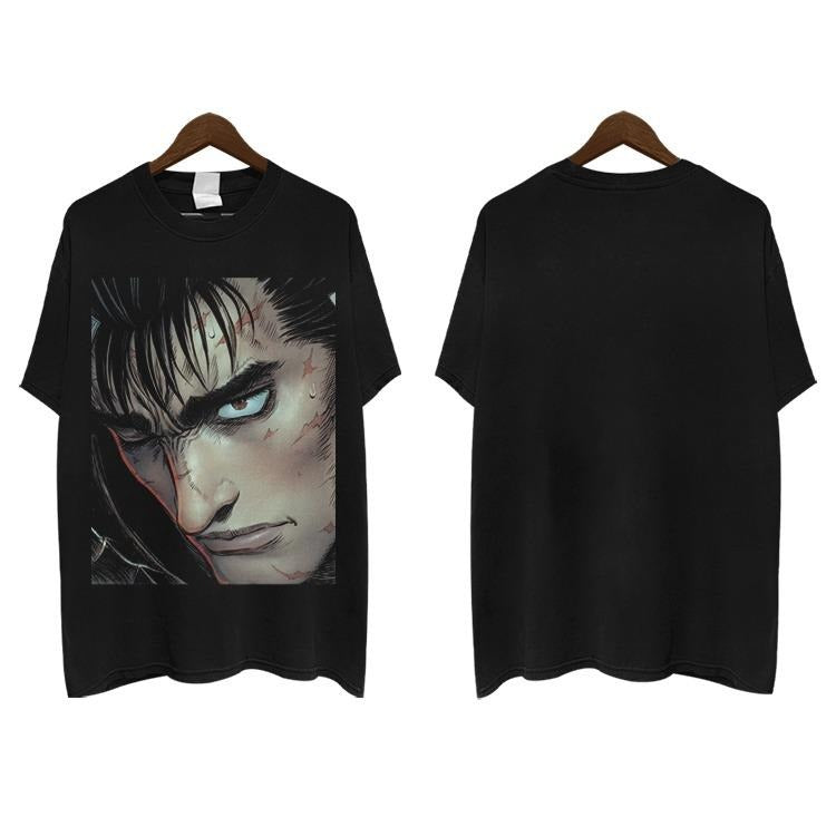 Berserk "Guts" Heavyweight Vintage Tee 100% Cotton OVERSIZED Anime T-shirt Menswear Top anime clothing vintage shirt Casual Streetwear Black Baggy Crew Necks Tshirt