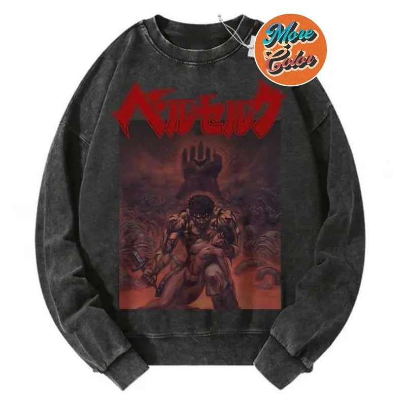 Berserk Anime Vintage Shirts, Cotton Unisex Sweatshirt, Crew Neck, Size S- 3XL, Menswear Top, Womenswear Top Underwear Streetwear