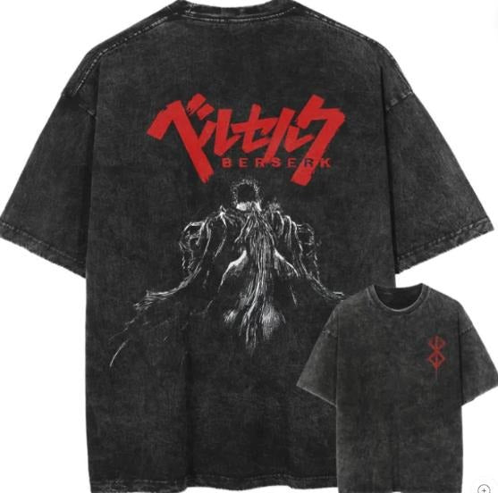 Berserk Guts Back Print Vintage T-Shirt , for unisex , gift for anime fan Menswear Top