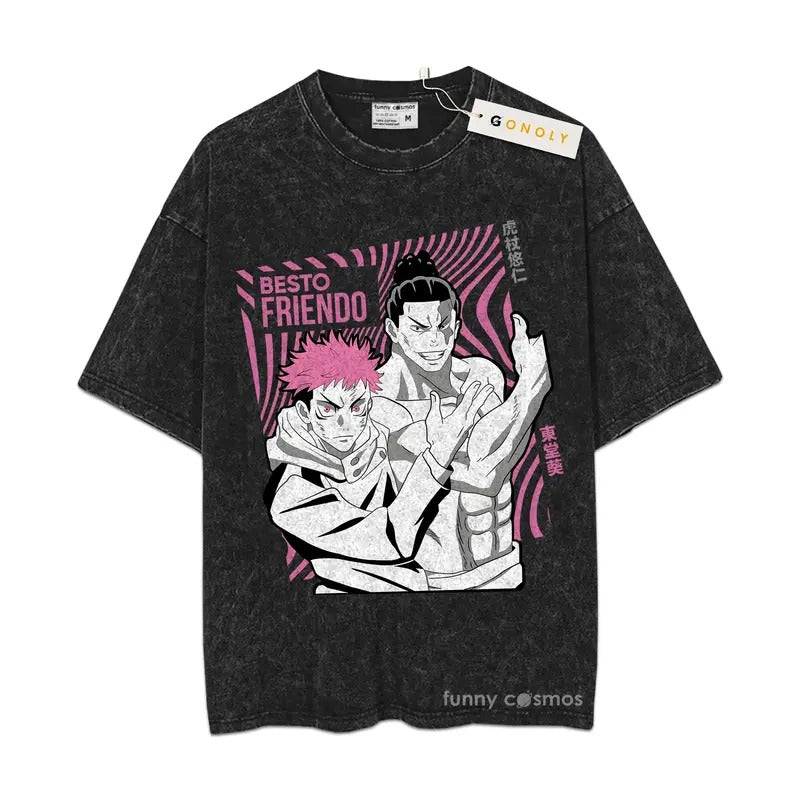 Besto Friendo Mineral Wash TShirt Jjk Mineral Wash TShirt Jujutsu Kaisen Anime Mineral Wash TShirt