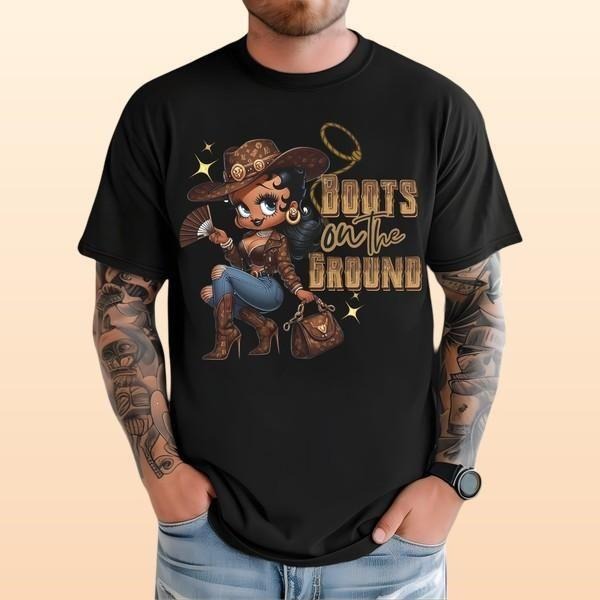 Betyty Boots On The Ground T-Shirt For Women Men Crewneck Unique Graphic Print for Standout Styl Comfy T-Shirt for Nature Lovers