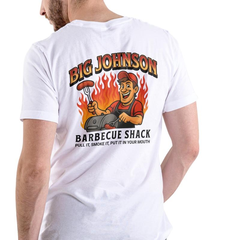 Big Johnson Barbecue Shack Funny T Shirt Vintage Unisex Cotton Graphic Tee Pull It Smoke It Put It In Your Mouth Design