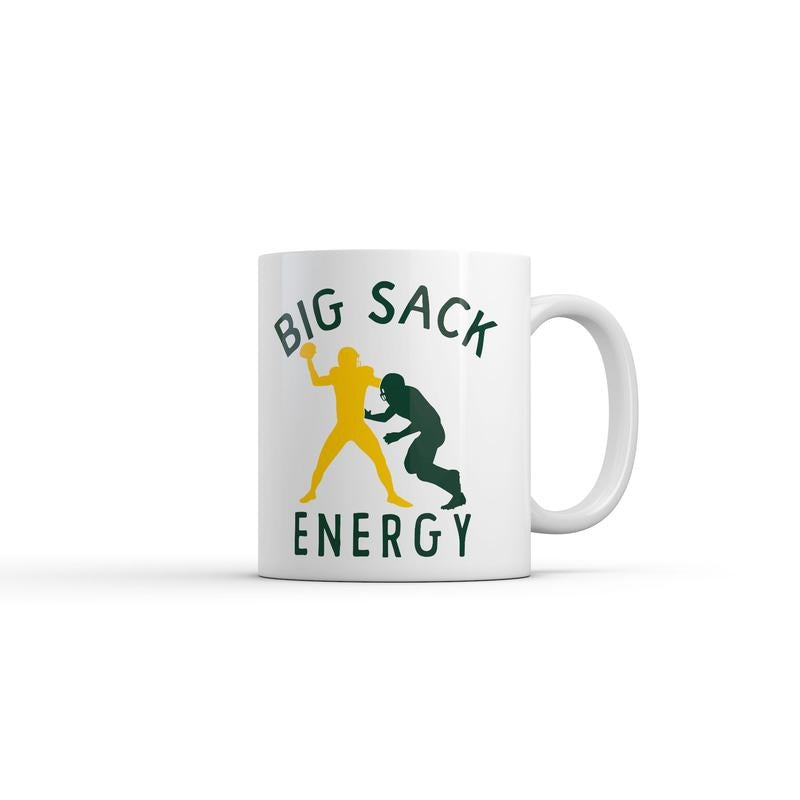 Big Sack Energy Mug Funny Sarcastic Football Graphic Novelty Coffee Cup-11oz Funny Coffee Mugs Ceramic Printed Drinkware Cup