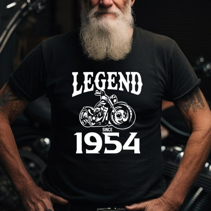 Biker Legend Since 1954 T-shirt - Mens 70th Birthday Funny Customisable Biker Motorbike Motorcycle Great Grandad Christmas Gift Top made in usa