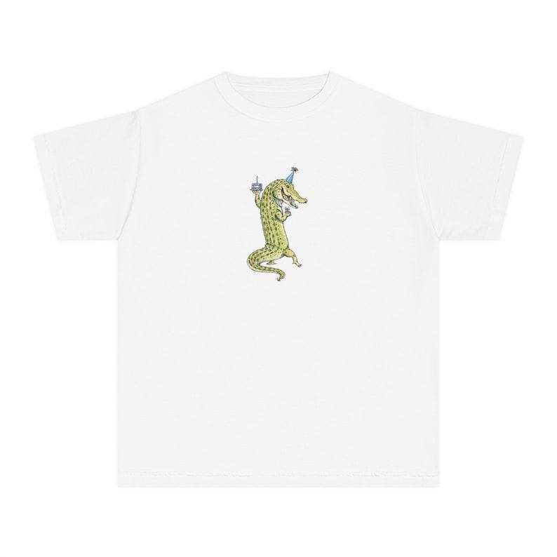 Birthday Crocodile Baby Tee, Birthday Girl Shirt, Retro Cake, Coquette, Retro Graphic Tee, Funny Y2k, 90s Clothing