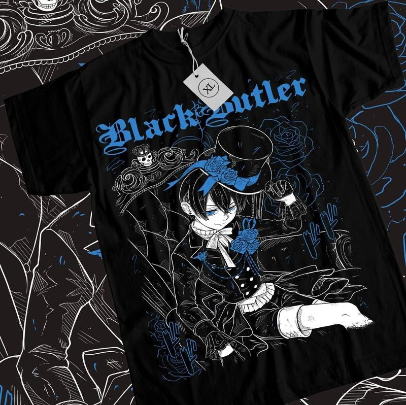 Black Butler T-Shirt S-4XL Sebastian Ciel Toboso Yana Kawai Anime Tee Shirt Tshirt S-4XL