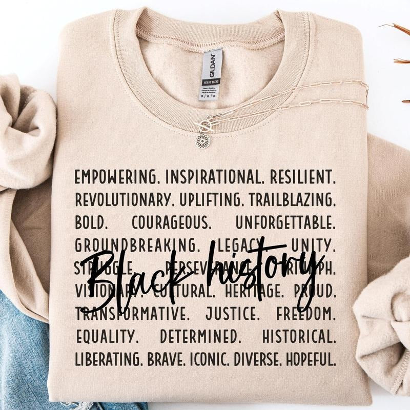 Black Histor Words Crewneck Sweatshirt, Black History Month, African American, Juneteenth Shirt, Black Men, BLM Tee
