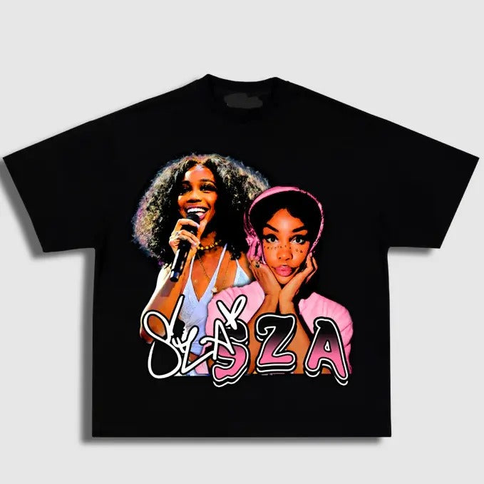 Black SZA Graphic T-Shirt for Men - Short Sleeve