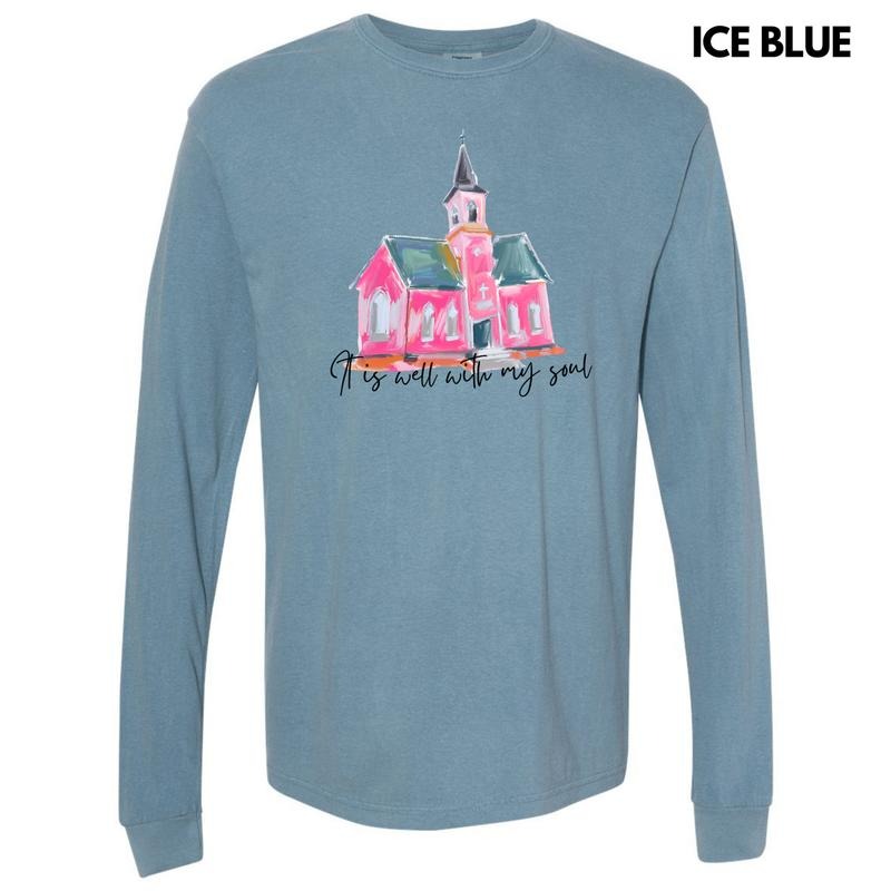 Black Watercolor Well With My Soul Long Sleeve Comfort Colors T-Shirt 'NLB'