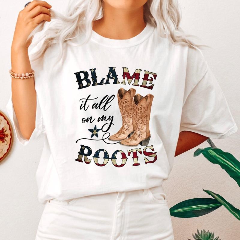 Blame It All On My Roots, Cowboy, Garth, Western, Tshirt, Women's, Comfort Colors Tee