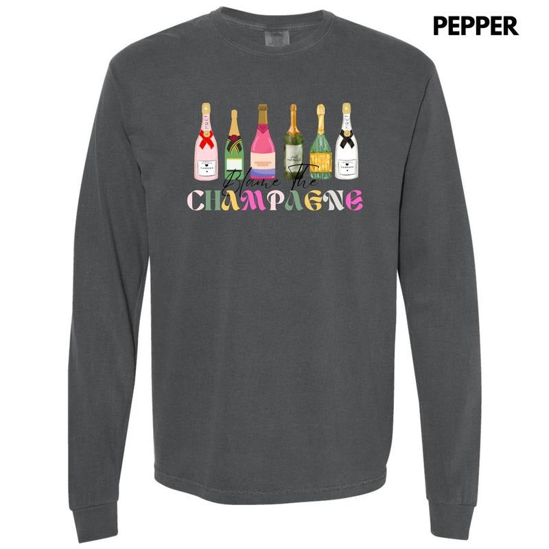 Blame The Champagne Long Sleeve Comfort Colors T-Shirt 'NLB'
