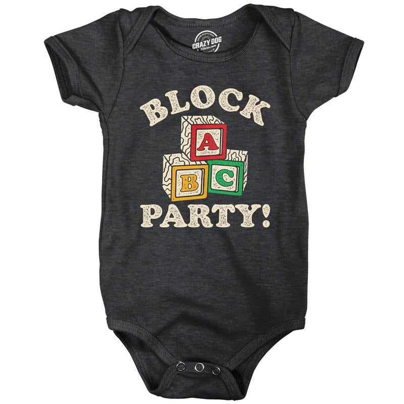 Block Party Baby Bodysuit Funny Sarcastic Kids Blocks Graphic Jumper For Infants Funny Baby Onesies Funny Sarcastic Onesie Novelty Onesie Black -