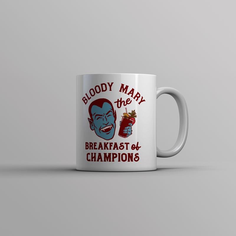 Bloody Mary The Breakfast Of Champions Mug Funny Halloween Vampire Cup-11oz Funny Coffee Mugs Ceramic Printed Drinkware Cup