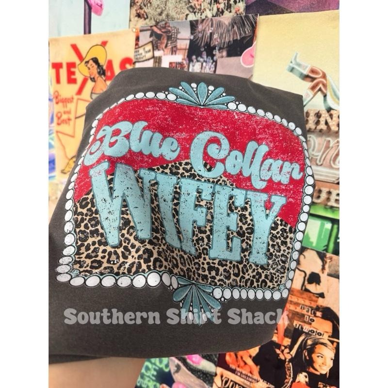 Blue Collar Wifey T shirt | Pepper comfort colors t shirt | Blue Collar Graphic Tee | Wifey Graphic Tee