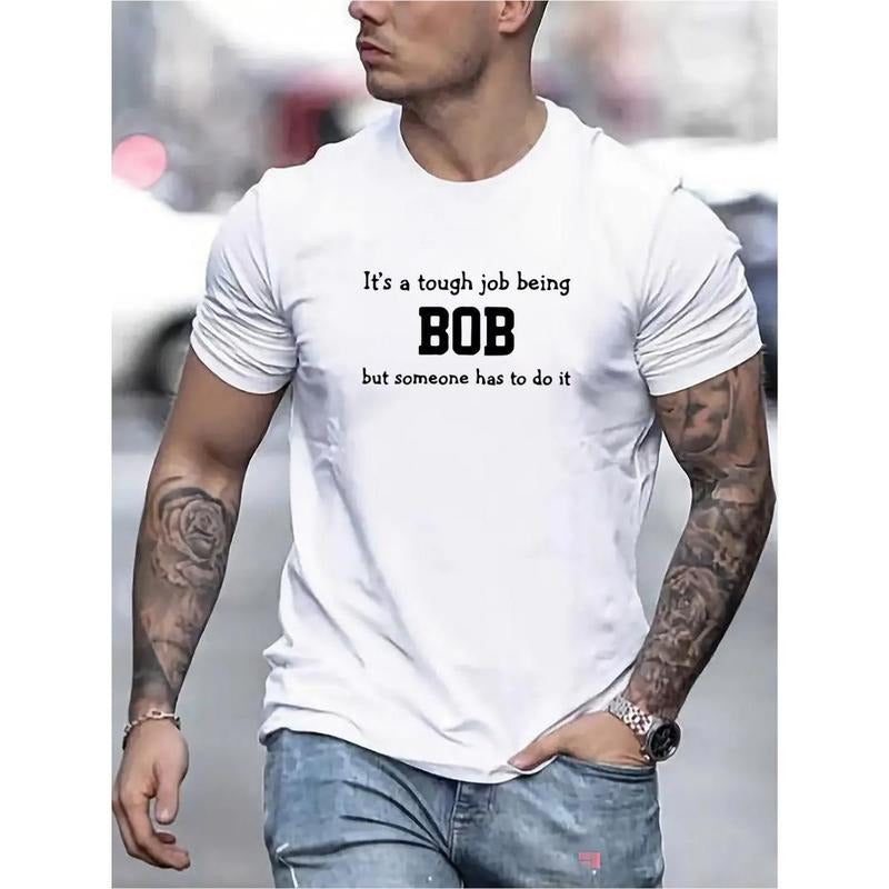 Bob print T-shirts, men's T-shirts that don't pick shapes, and summer casual short-sleeved T-shirts are hard work Made in USA