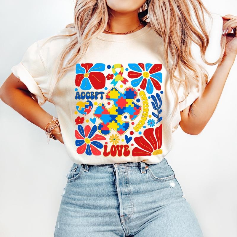 Boho Autism Awareness T-Shirt, Retro Autism T-Shirt, Autism Mama T-Shirt, Autism Advocate T-Shirt, Special Education, Neurodiversity T-Shirt