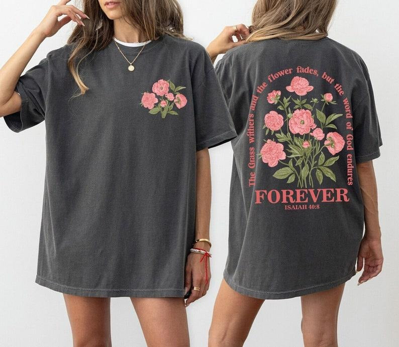 Boho Christian Shirt, Women Bible Verse Tshirt, Jesus Apparel, Vintage Floral Tshirt, Flower Graphic Tee Trendy Shirt