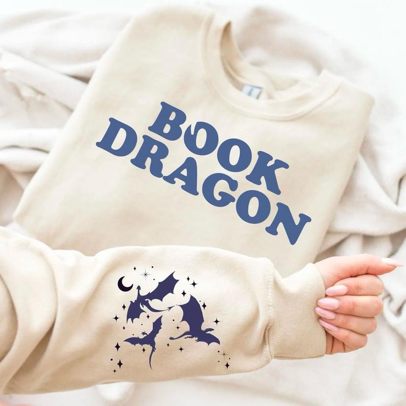 Book Dragon Sweatshirt, Book Lover T-Shirt, Fantasy Reader Tee, Bookish Hoodie, Book Addicted Sweatshirt, Dragon Shirt, Fantasy Era Sweater