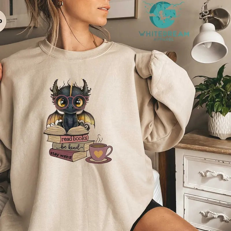 Book Lover T-Shirt, Be Kind Tee, Stay Weird Tee, Fantasy Book Reader Tee, Fourth Wing T-Shirt, Book Addicted Tee, Dragon Shirt TGHEM
