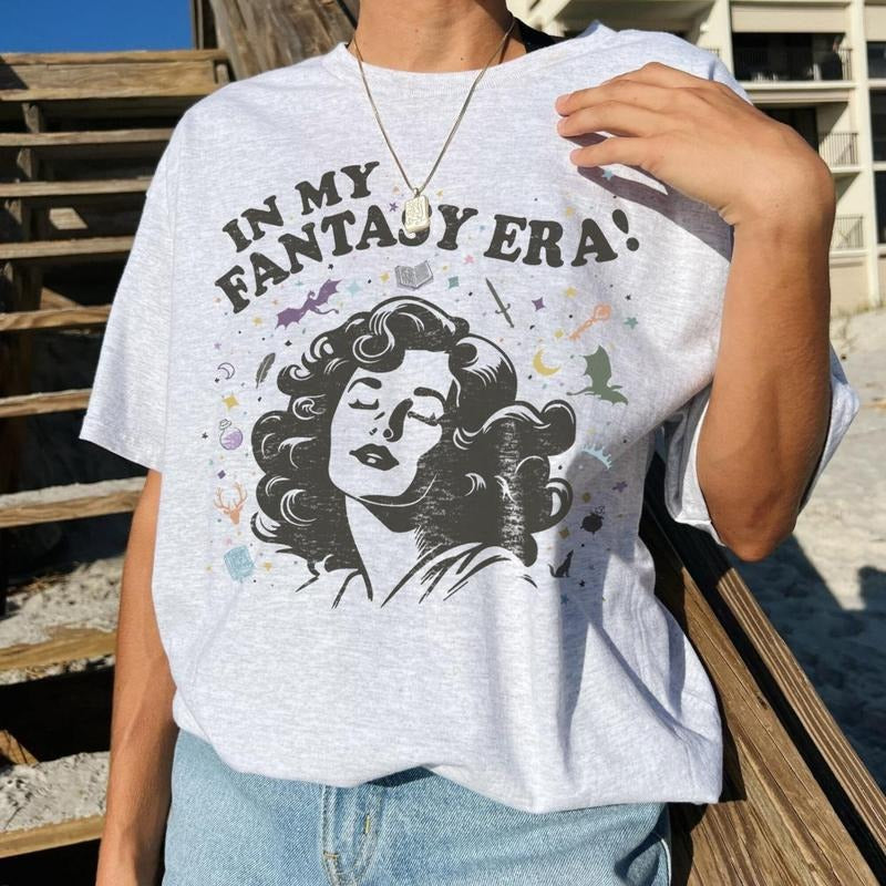 Bookish In My Fantasy Era T-Shirt | Fantasy Book Lover Shirt Romantasy Reader ACOTAR Throne Of Glass Fourth Wing Sarah J Maas